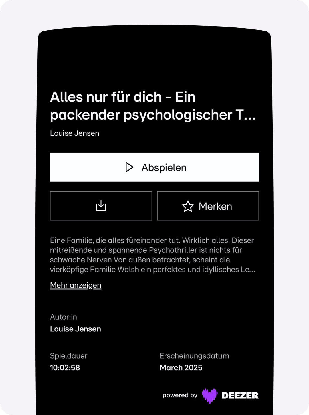 Screenshots of a Deezer in-app integration with its partner RTL+